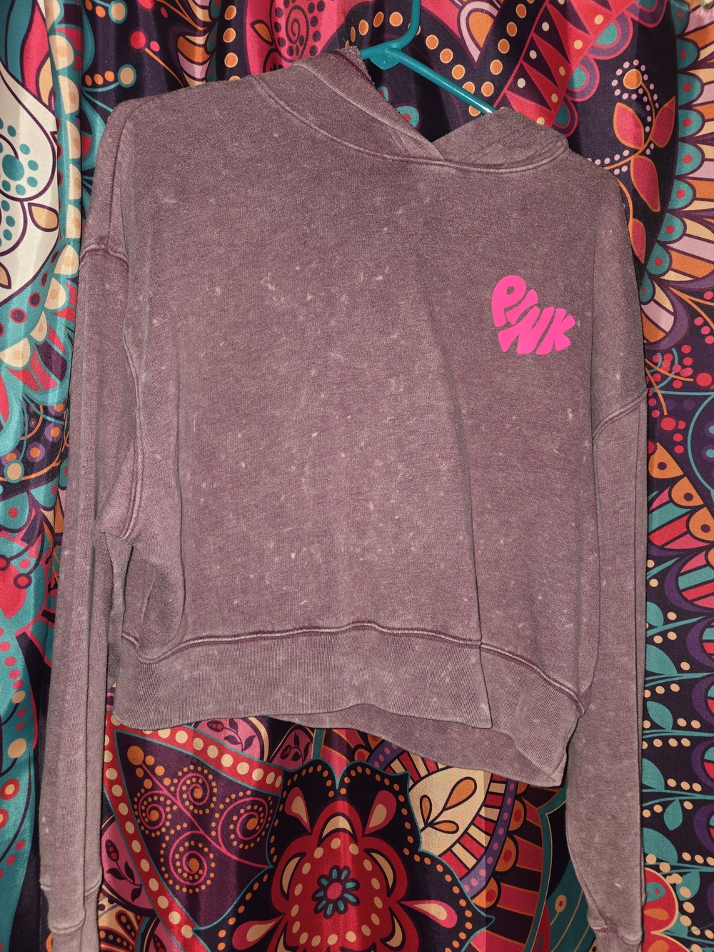 PINK Victoria's Secret Washed Purple Cropped Hoodie